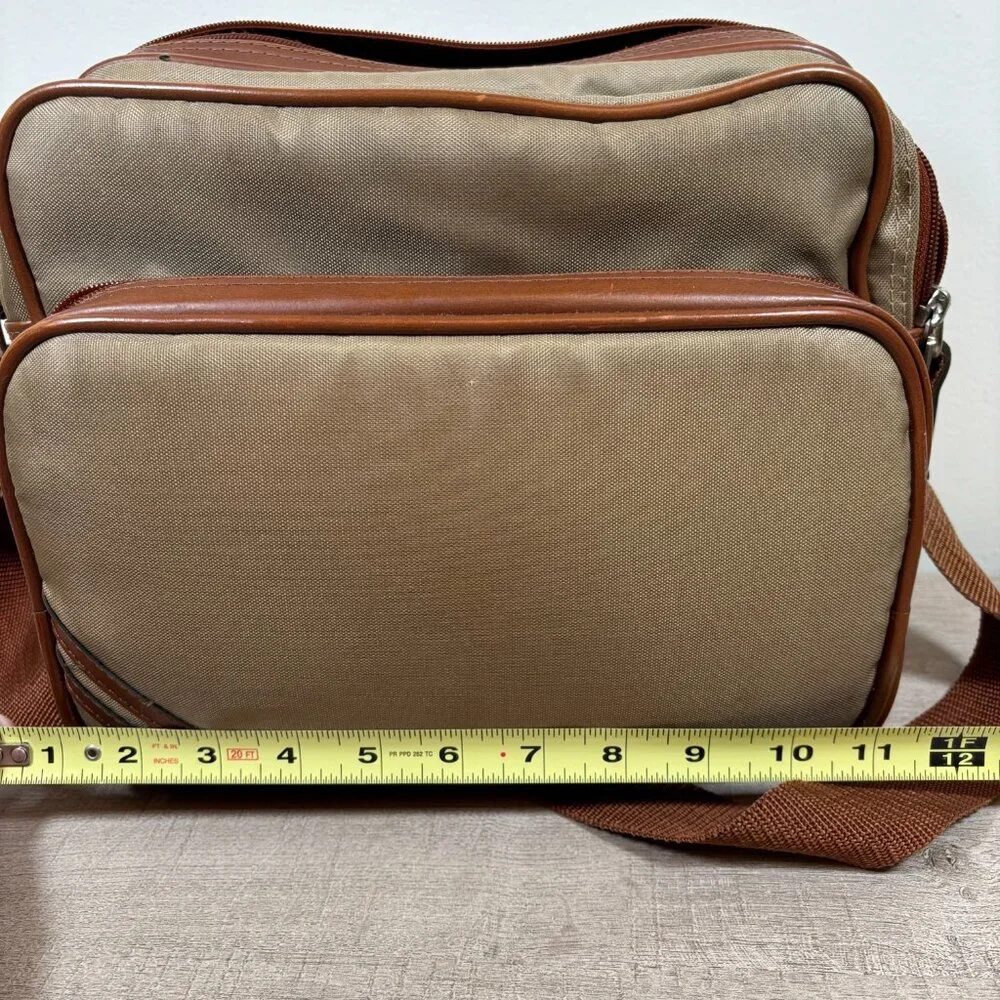 Vintage Coaster Camera Bag Beige/Brown Model S3TN with Shoulder Strap